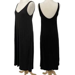 ATM Maxi Dress Cotton Scoop Neck Pullover Jersey Knit Dark Brown Womens Medium